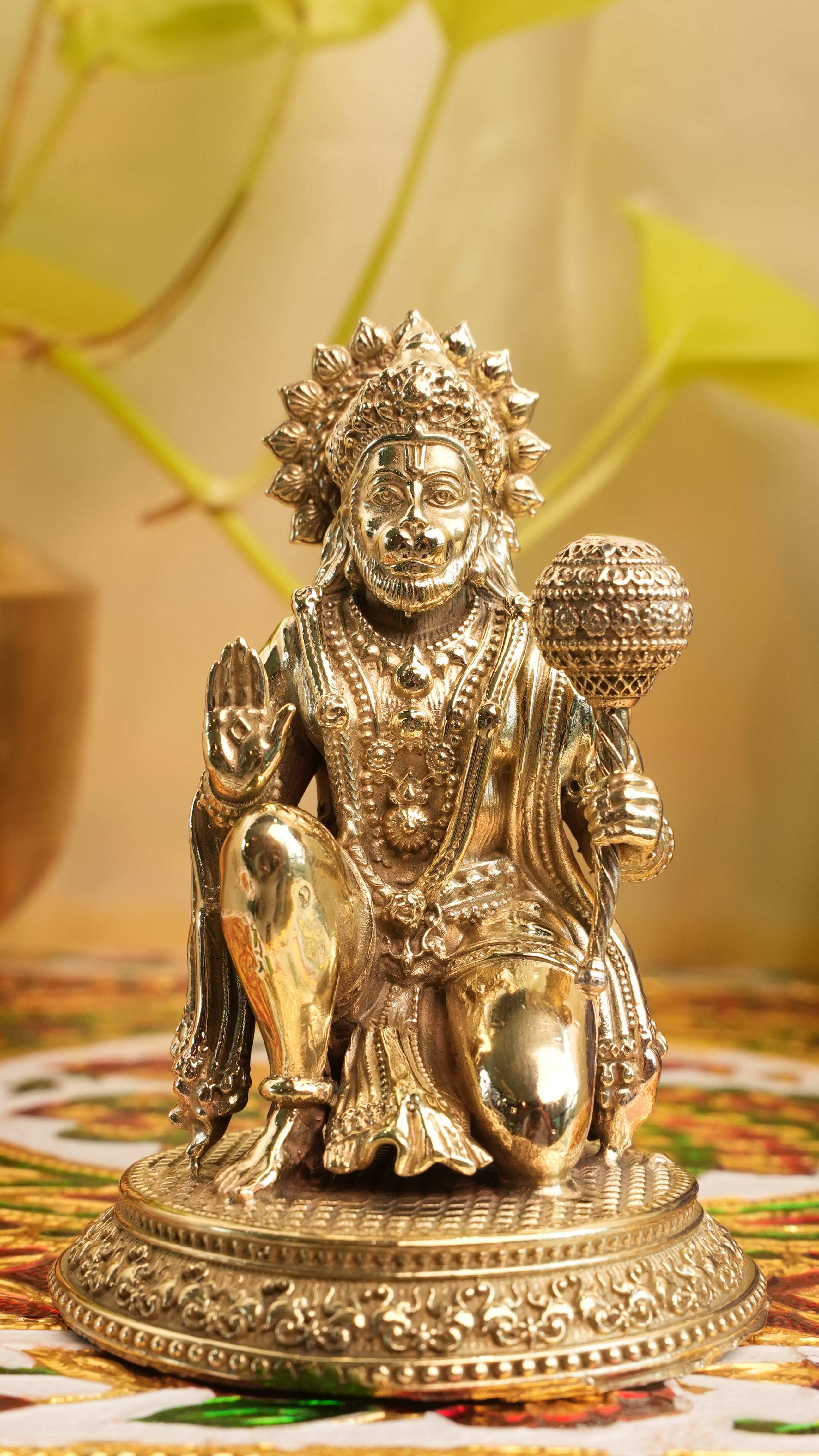 Hanuman Ji Brass Murti | Sitting in Ashirwad (Blessing) Position